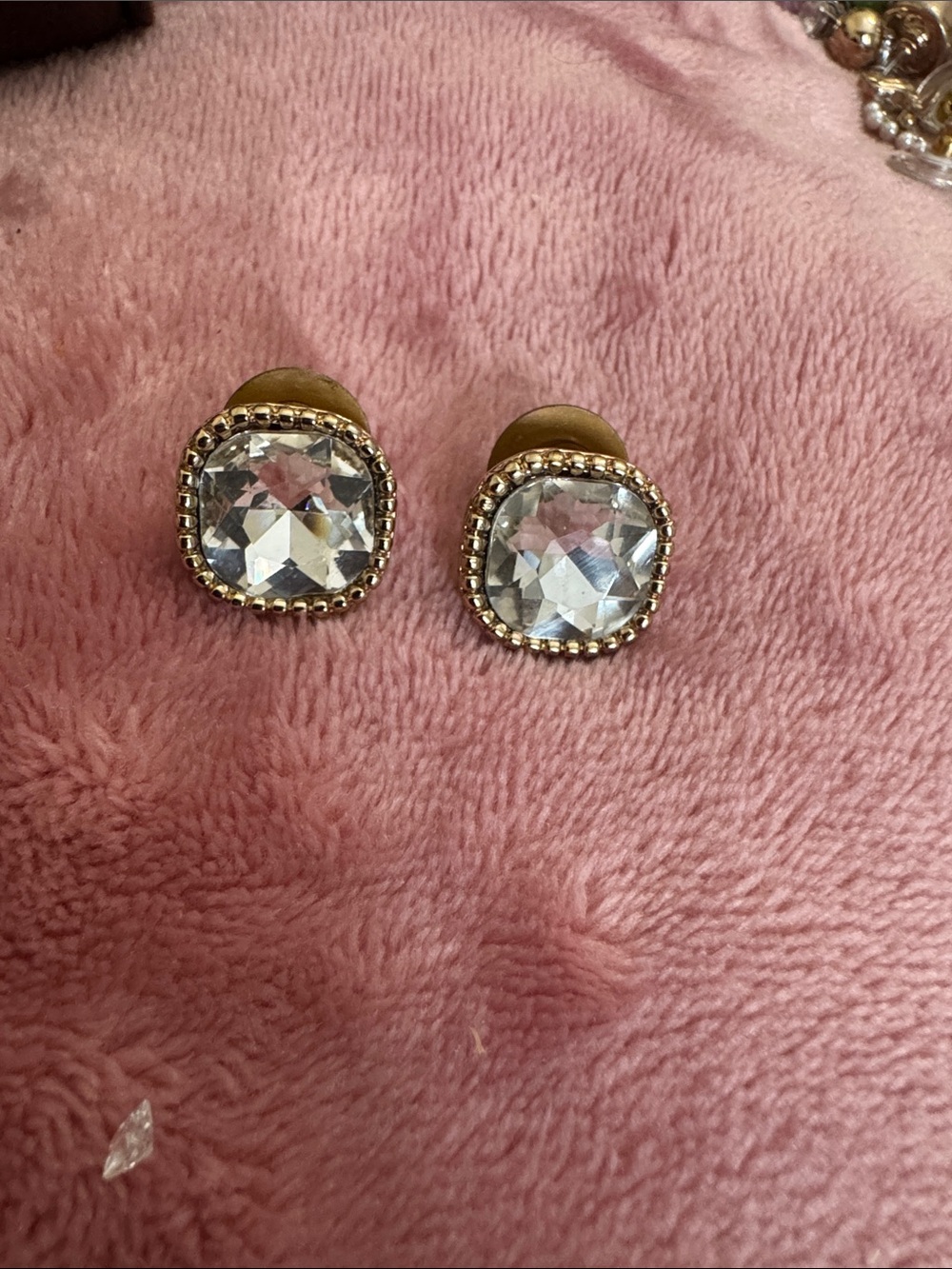 Gold-Tone Clear Crystal Stud Earrings - Women Jewelry
